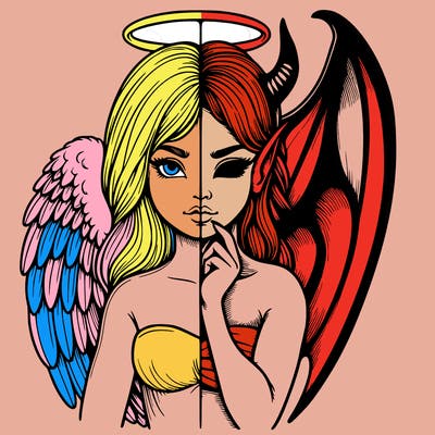 realistic angel half demon