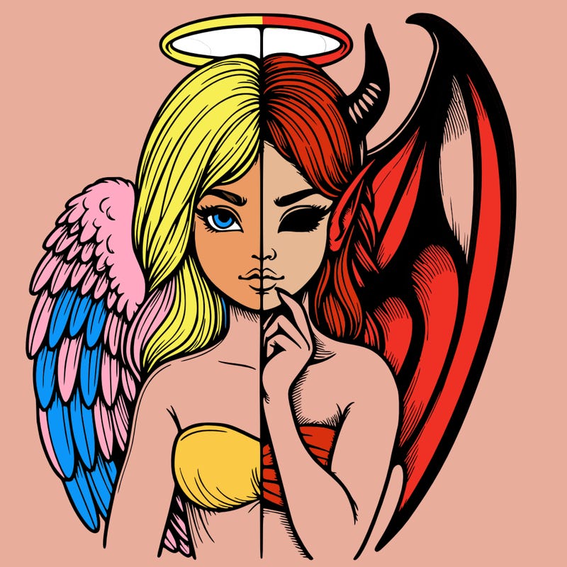 realistic angel half demon