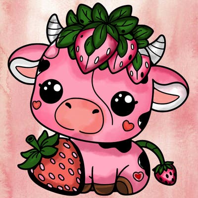 cute strawberry cow