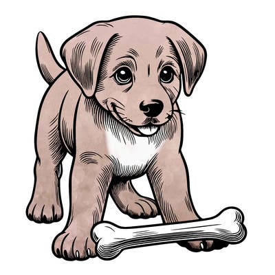 dog with a bone realistic