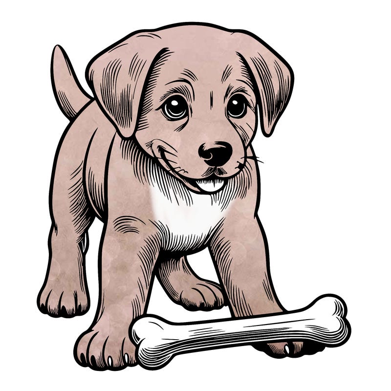 dog with a bone realistic