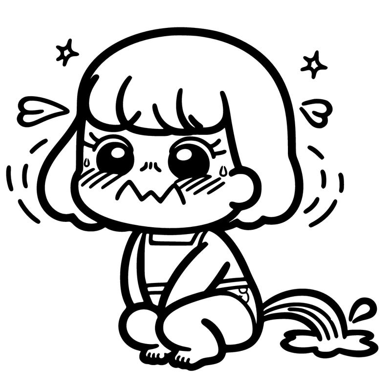 embarrassed girl peed herself