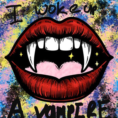 lips with vampire teeth