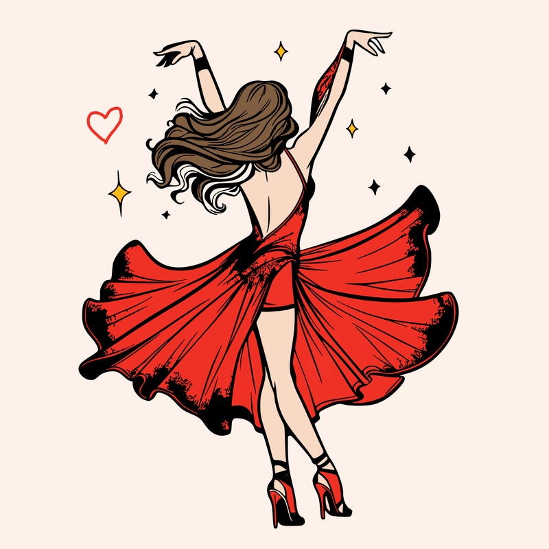 dancer dancing with a shimmery costume on realistic