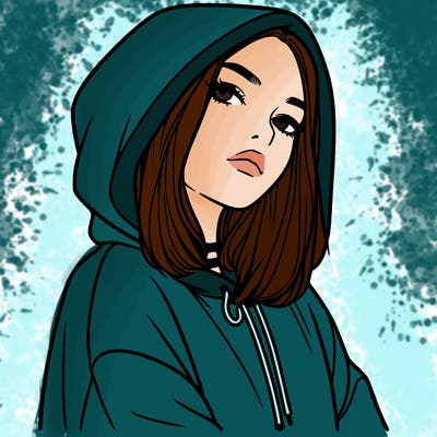 a realistic girl in a hoodie