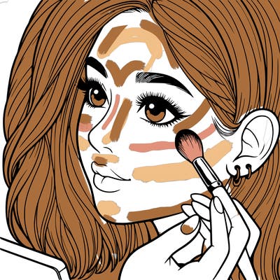 a realistic girl doing her makeup