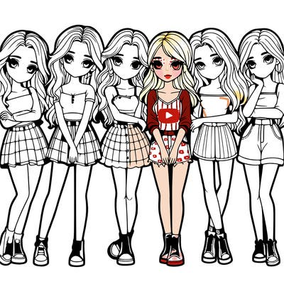 a group of girls realistic