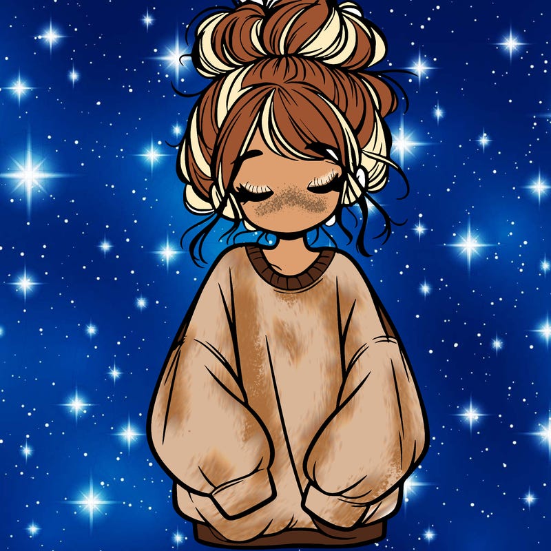 girl with baggy sweatshirt and messy bun