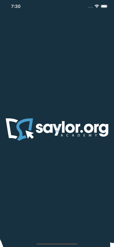 Saylor Academy - Saylor Academy mobile app splash screen featuring the official logo on a dark blue background