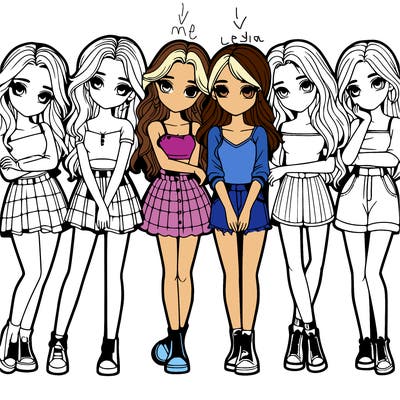 a group of girls realistic