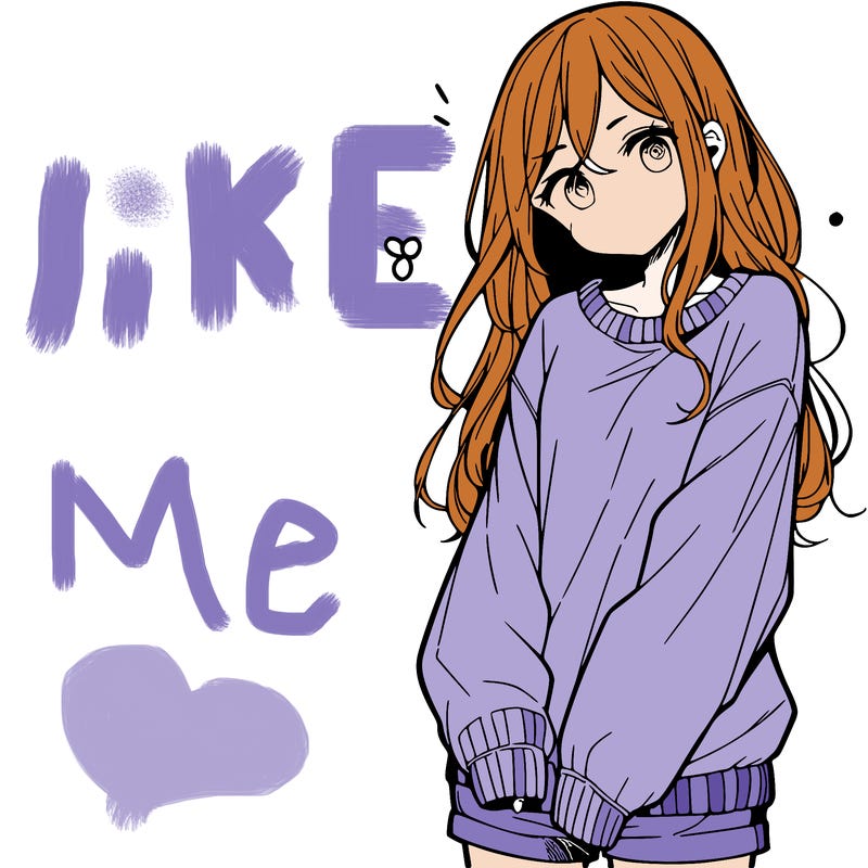 manga teen girl  in a sweater and baggy pants