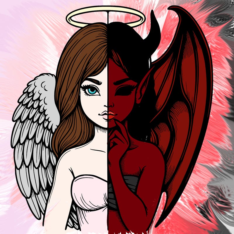 realistic angel half demon