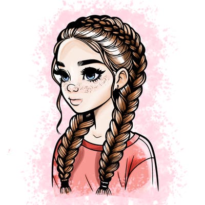 realistic girl with braids