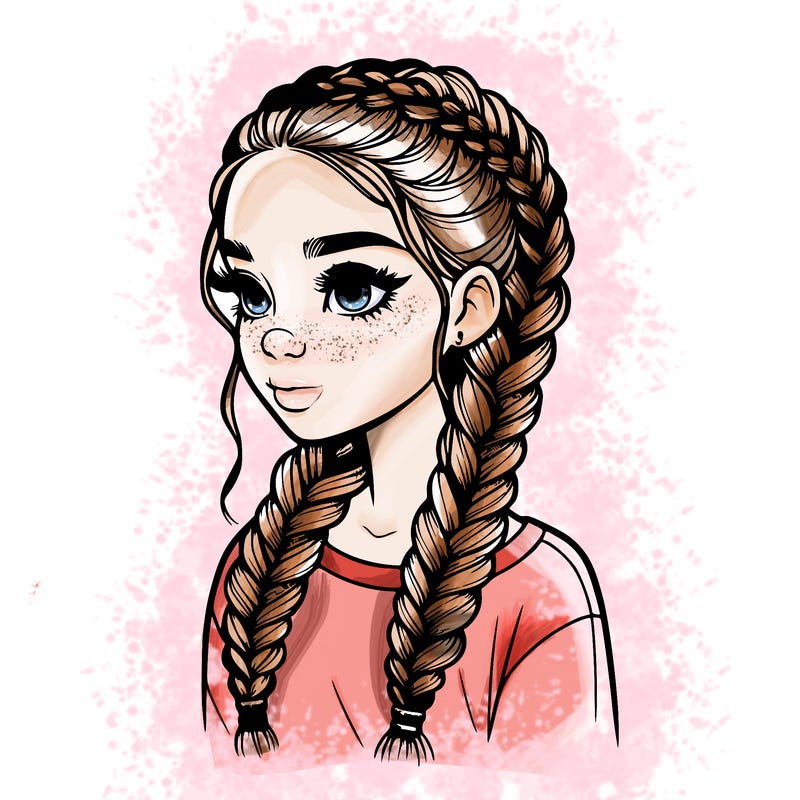 realistic girl with braids