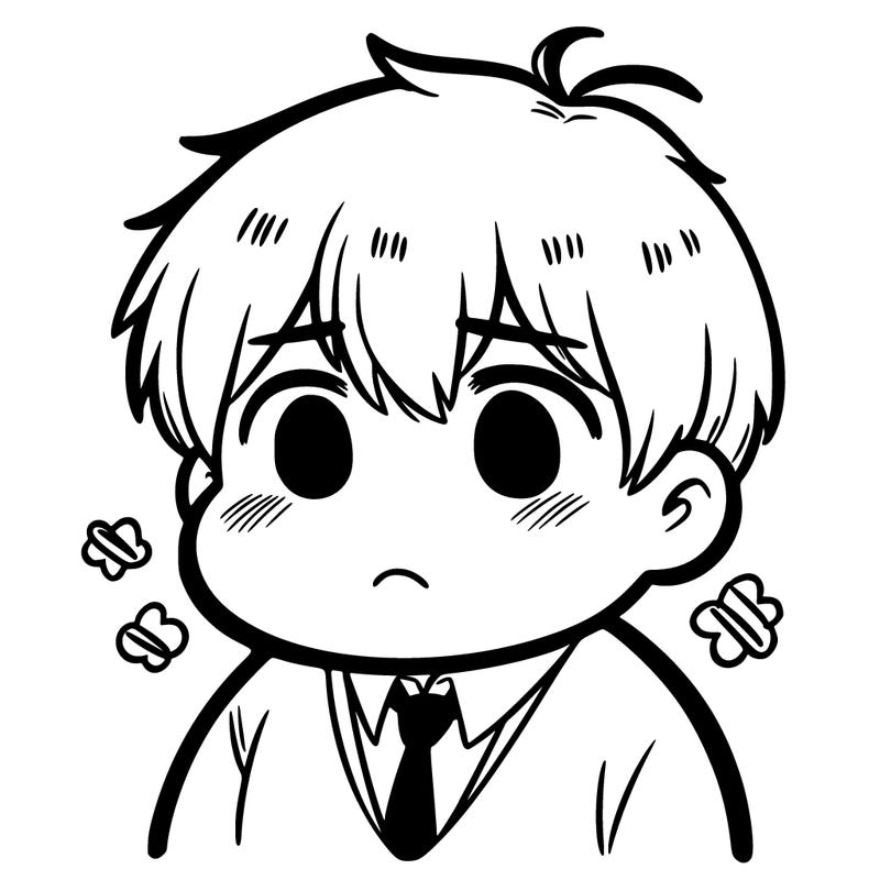 chubby sad anime boy