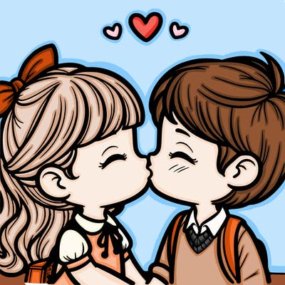 boy and girl kissing