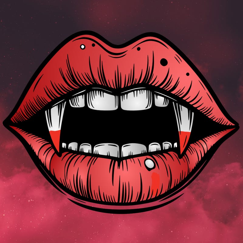 lips with vampire teeth