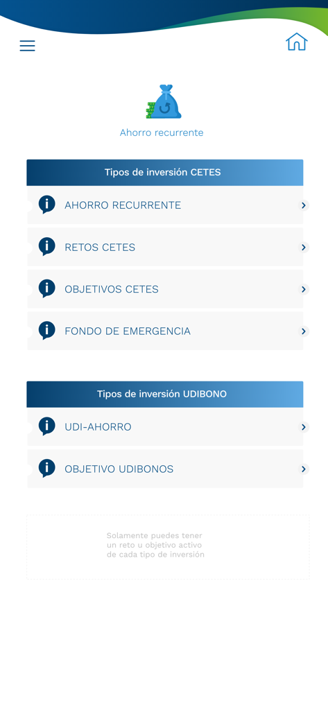 cetesdirecto - Cetesdirecto app screen showing different CETES and UDIBONO investment options