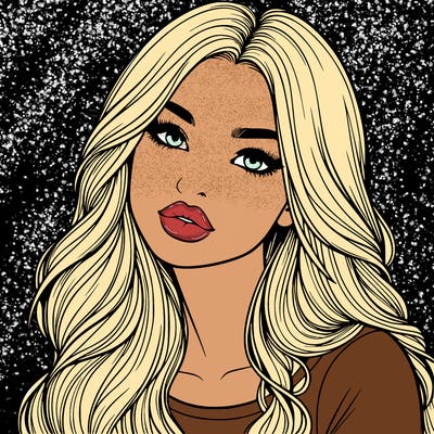 realistic girl with hair on her hair and lips