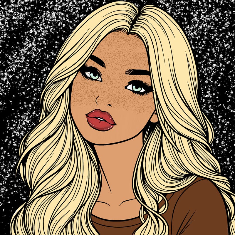 realistic girl with hair on her hair and lips