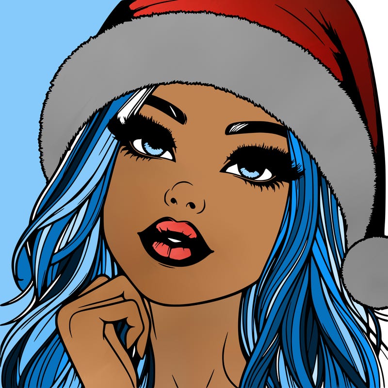 realistic christmas girl with lips