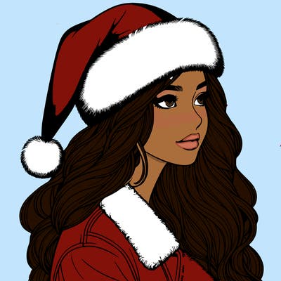 realistic girl in santa hat