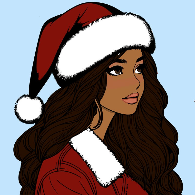 realistic girl in santa hat