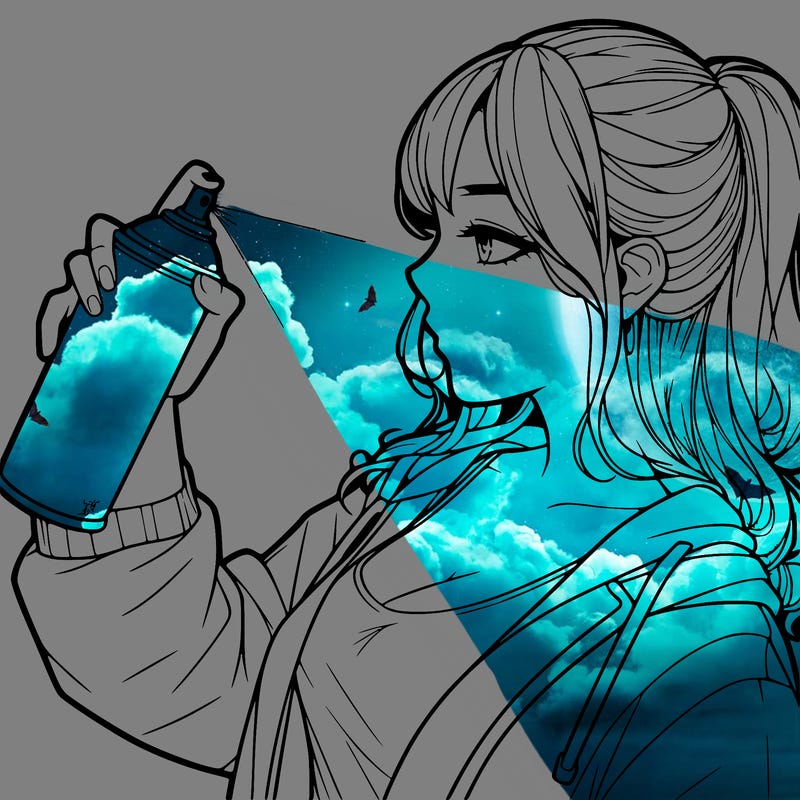 a realistic girl spray, painting