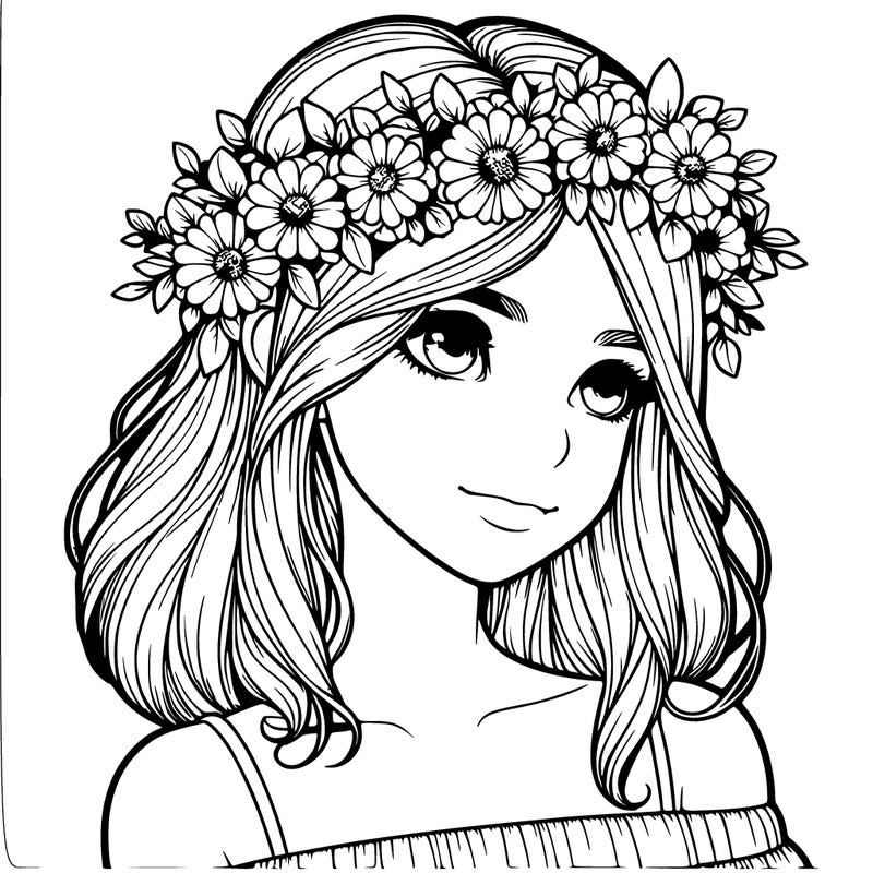 realistic girl with the flower crown