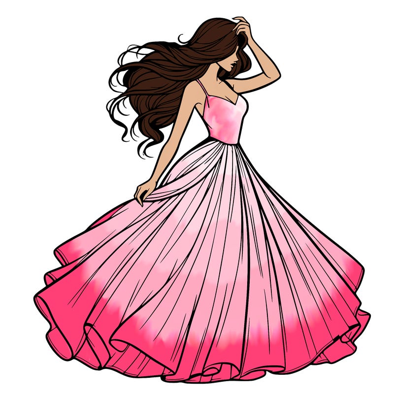 realistic woman with dress flowing in the wind