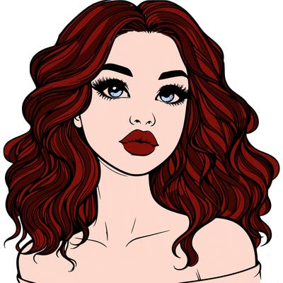 realistic girl with wavy hair and lips