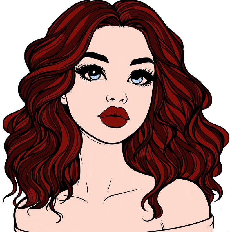 realistic girl with wavy hair and lips