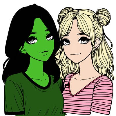 two girls realistic