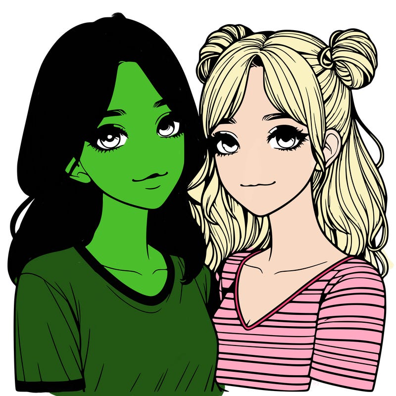 two girls realistic