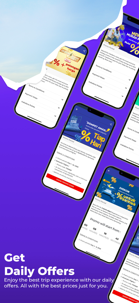 Mister Aladin Hotel & Activity - Schermate dell'app Mister Aladin che mostrano offerte di viaggio giornaliere e sconti hotel