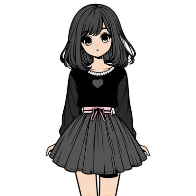 realistic girl with a skirt on