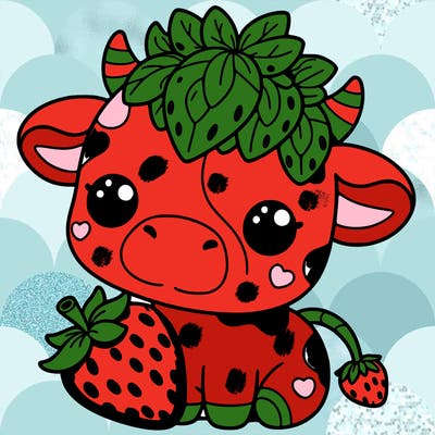 cute strawberry cow