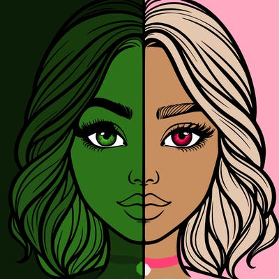 realistic girl split half