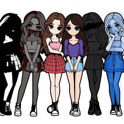 a group of girls realistic