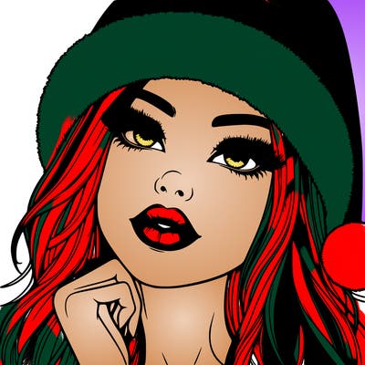 realistic christmas girl with lips