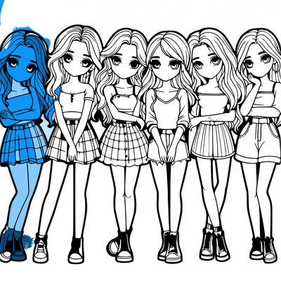 a group of girls realistic