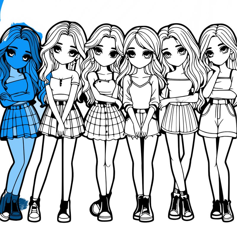 a group of girls realistic