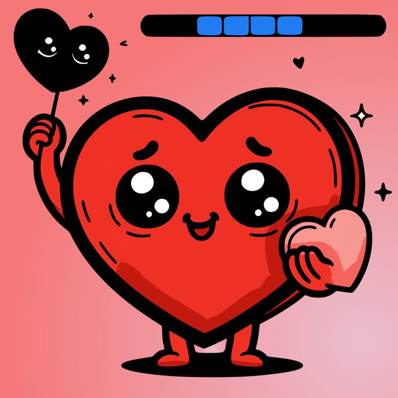 heart with a face on holding another heart