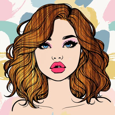 realistic girl with wavy hair and lips