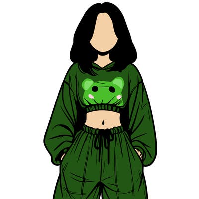 realistic girl faceless with baggy pants and a crop top