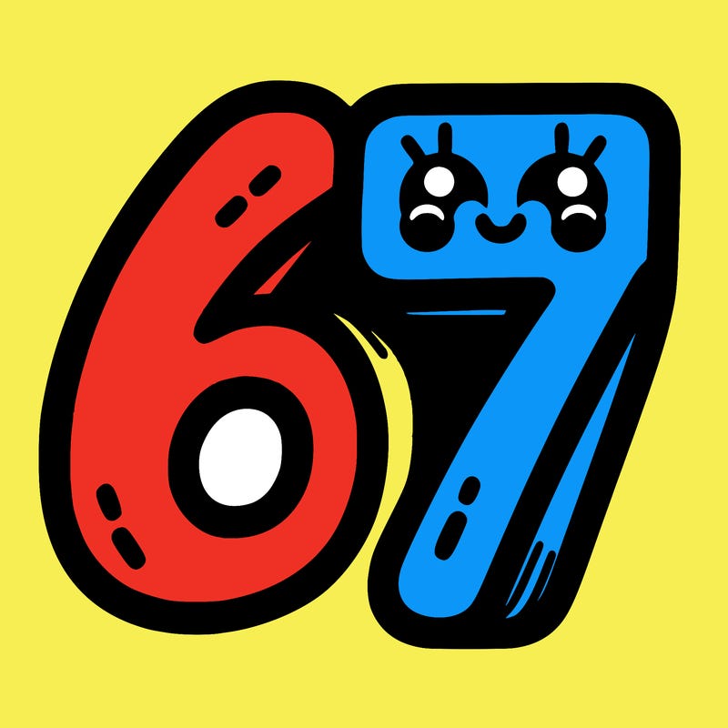 the numbers 67