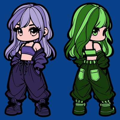 girl in crop top and baggy pants