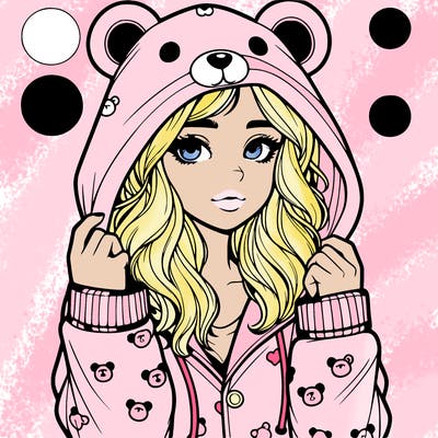 realistic girl in a animal pjs hoodie