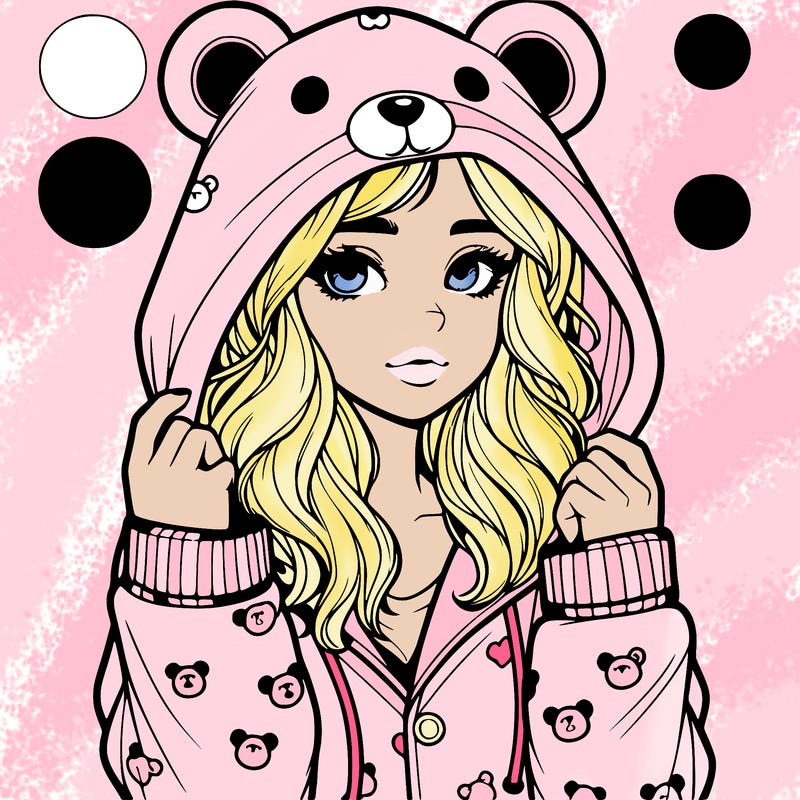 realistic girl in a animal pjs hoodie
