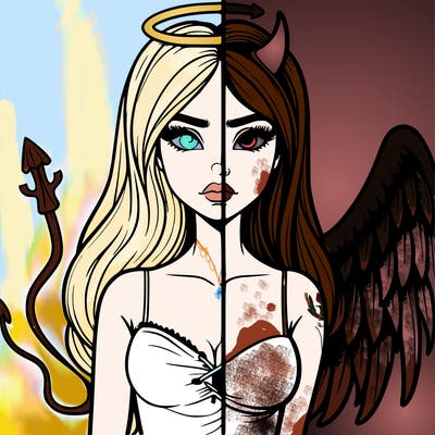 devil vs angel realistic girl